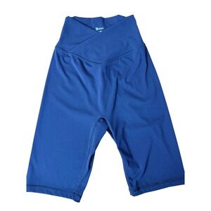 Buffbunny Collection Navy Blue Crossover Waist Biker Shorts Womens XS Activewear